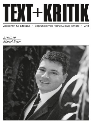 cover image of TEXT + KRITIK 218/219--Marcel Beyer